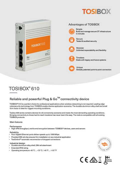 Cover of Tosibox Lock 610 Series Reliable and Powerful Plug and Go Connectivity device