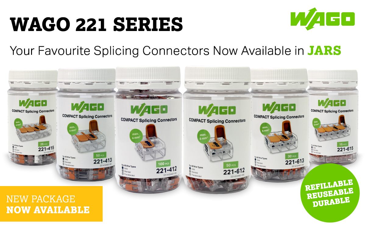 Wago 221 Wire Connectors Now Available in Jars Banner