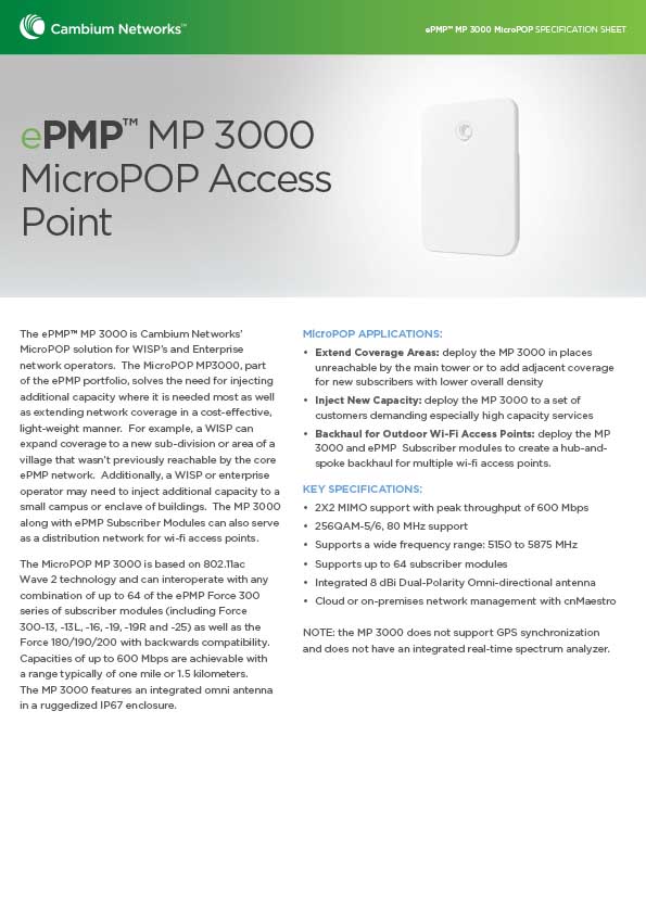 Cambium networks mp 3000 series