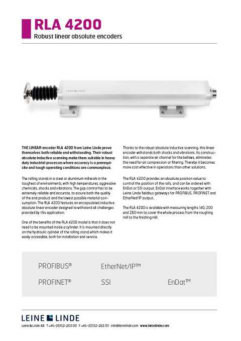 Cover of Leine-Linde RLA 4200 Robust Linear Absolute Encoders