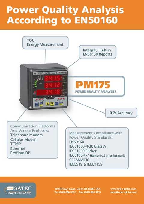 Cover of Satec PM175 Power Quality Analysis According to EN50160