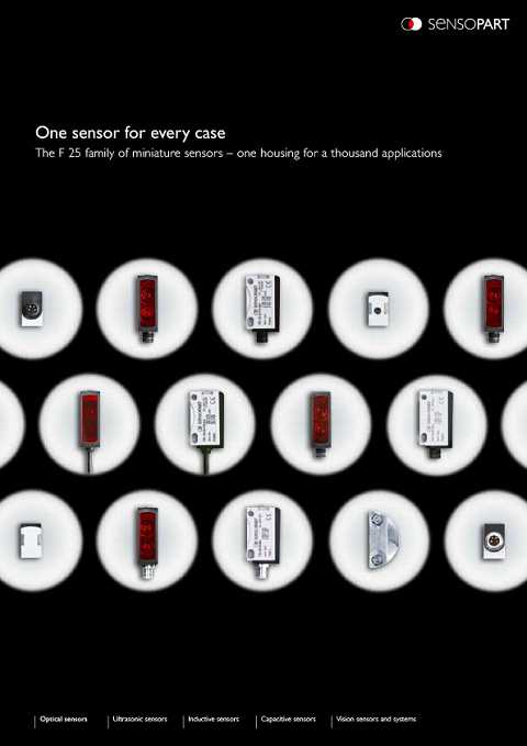 Cover of SensoPart One Sensor For Every Case The F 25 Family of Miniature sensors - One Housing for a Thousand Applications