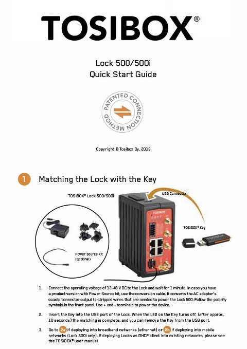 Cover of Tosibox Lock 500i Series Matching the Lock with the Key