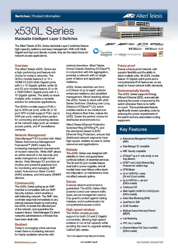 X530l series datasheet